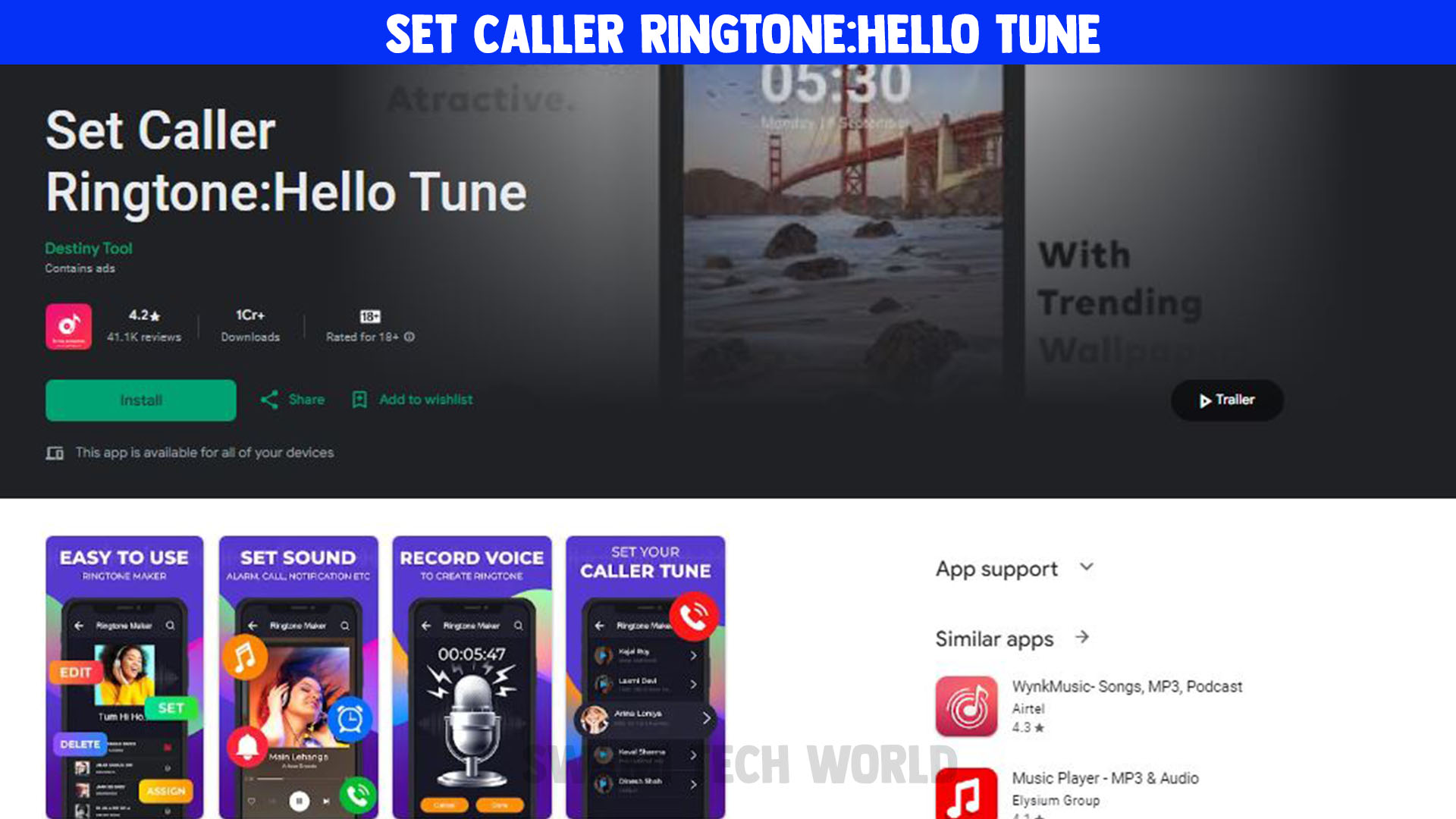 Set Caller Ringtone:Hello Tune