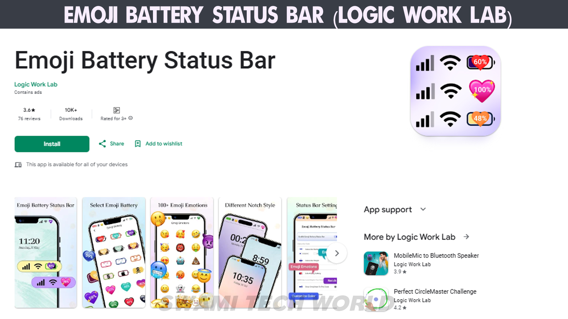 Emoji Battery Status Bar (Logic Work Lab)