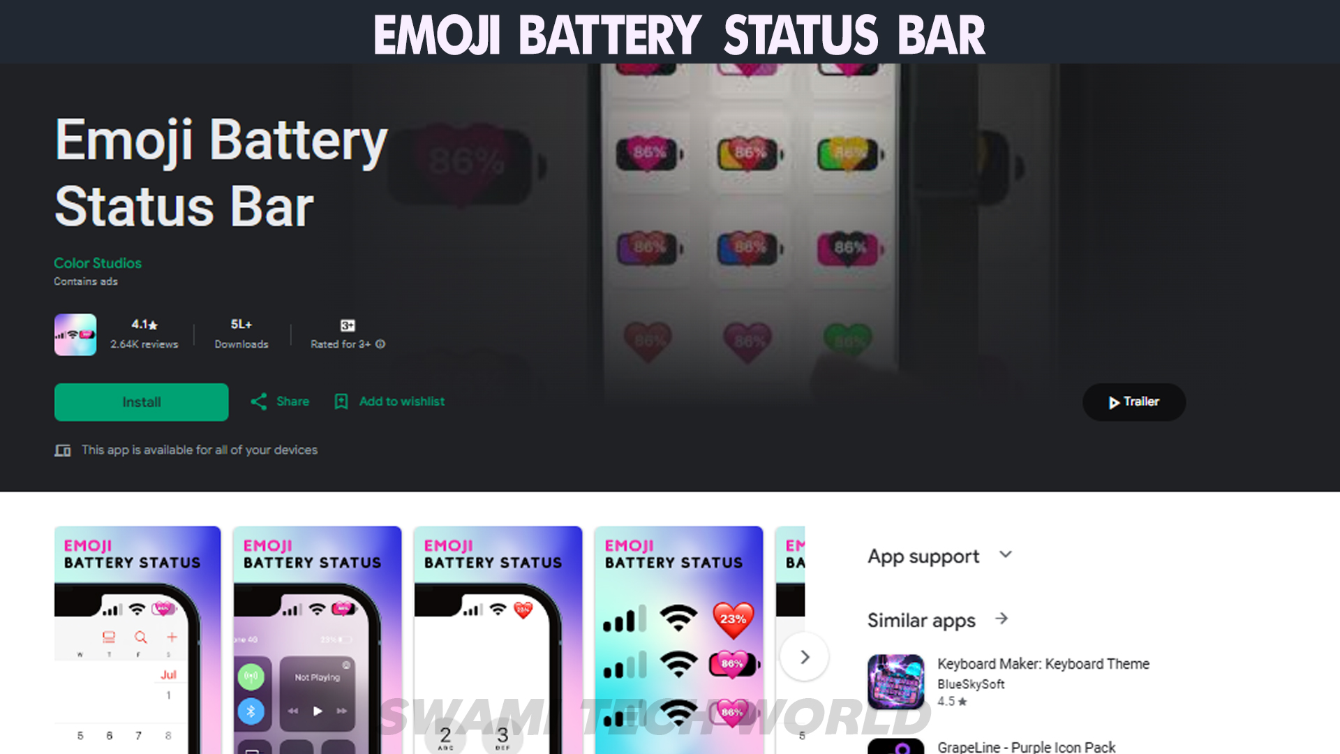 Emoji Battery Status Bar(Color Studios)