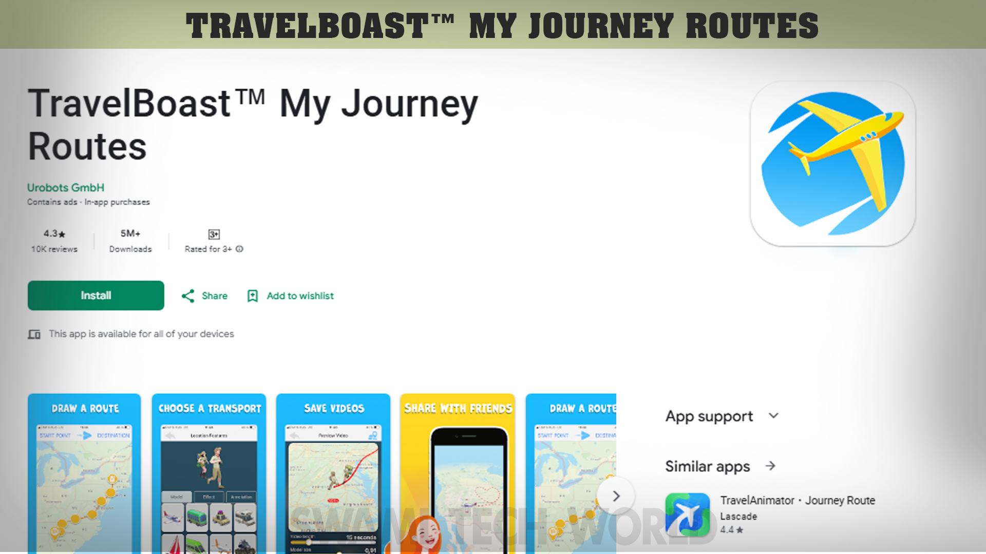 TravelBoast™ My Journey Routes
