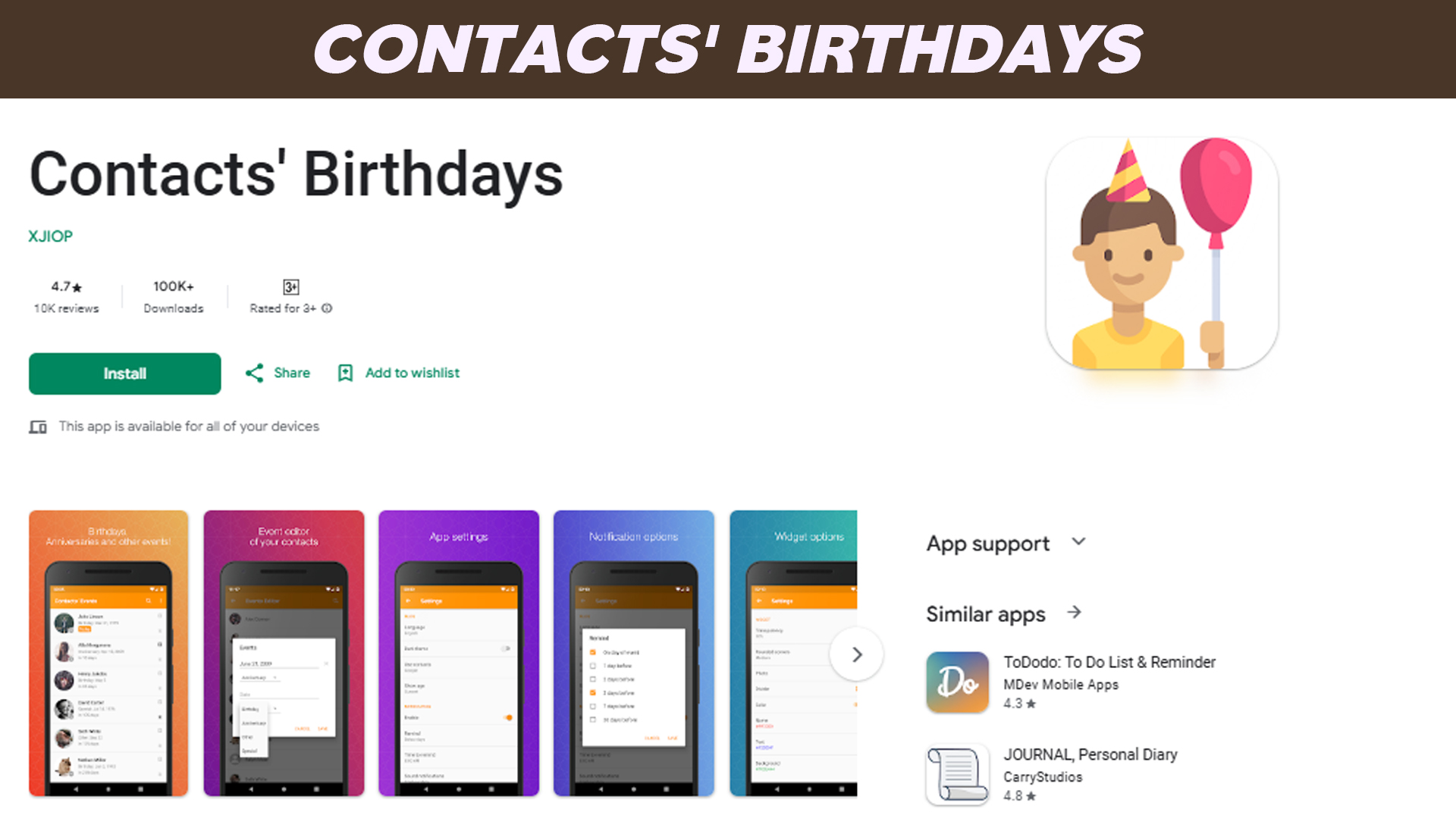 Contacts' Birthdays